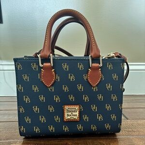 Dooney & Bourke Navy and Brown Satchel